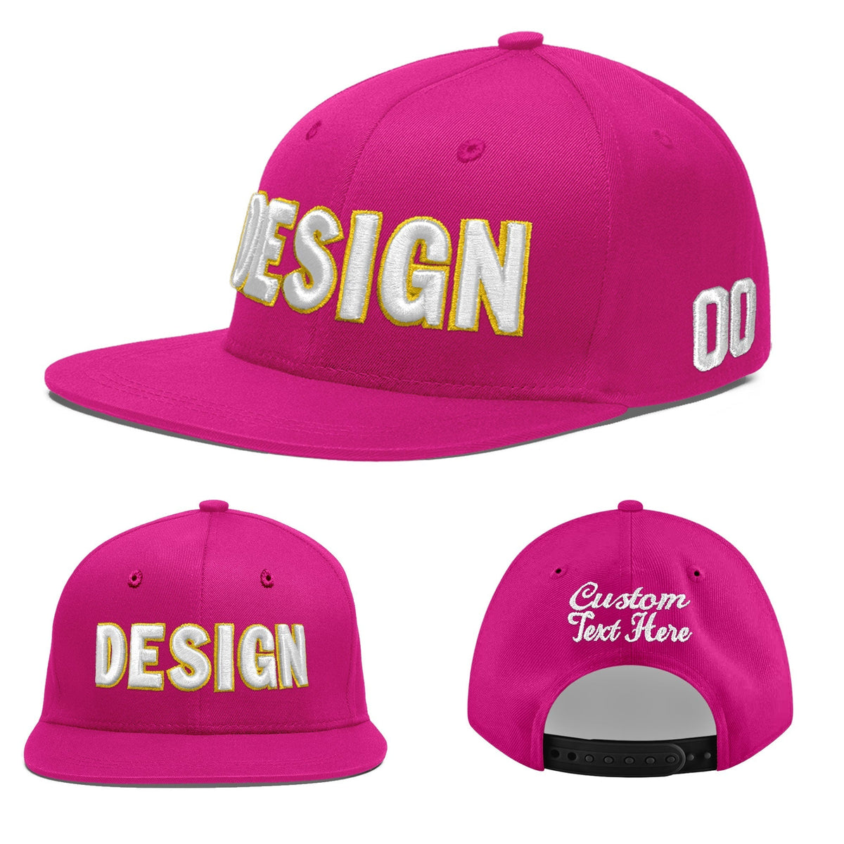 Custom Rose Red 3D Puff Embroidery Flat Embroidery Casual Sport Baseball Cap