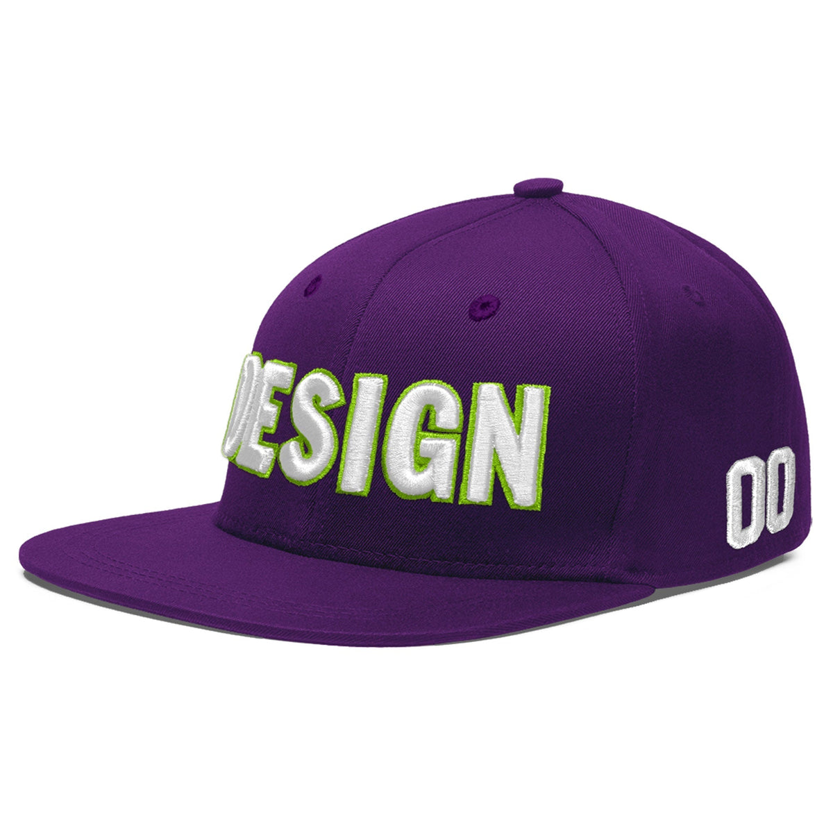 Custom Purple 3D Puff Embroidery Flat Embroidery Casual Sport Baseball Cap