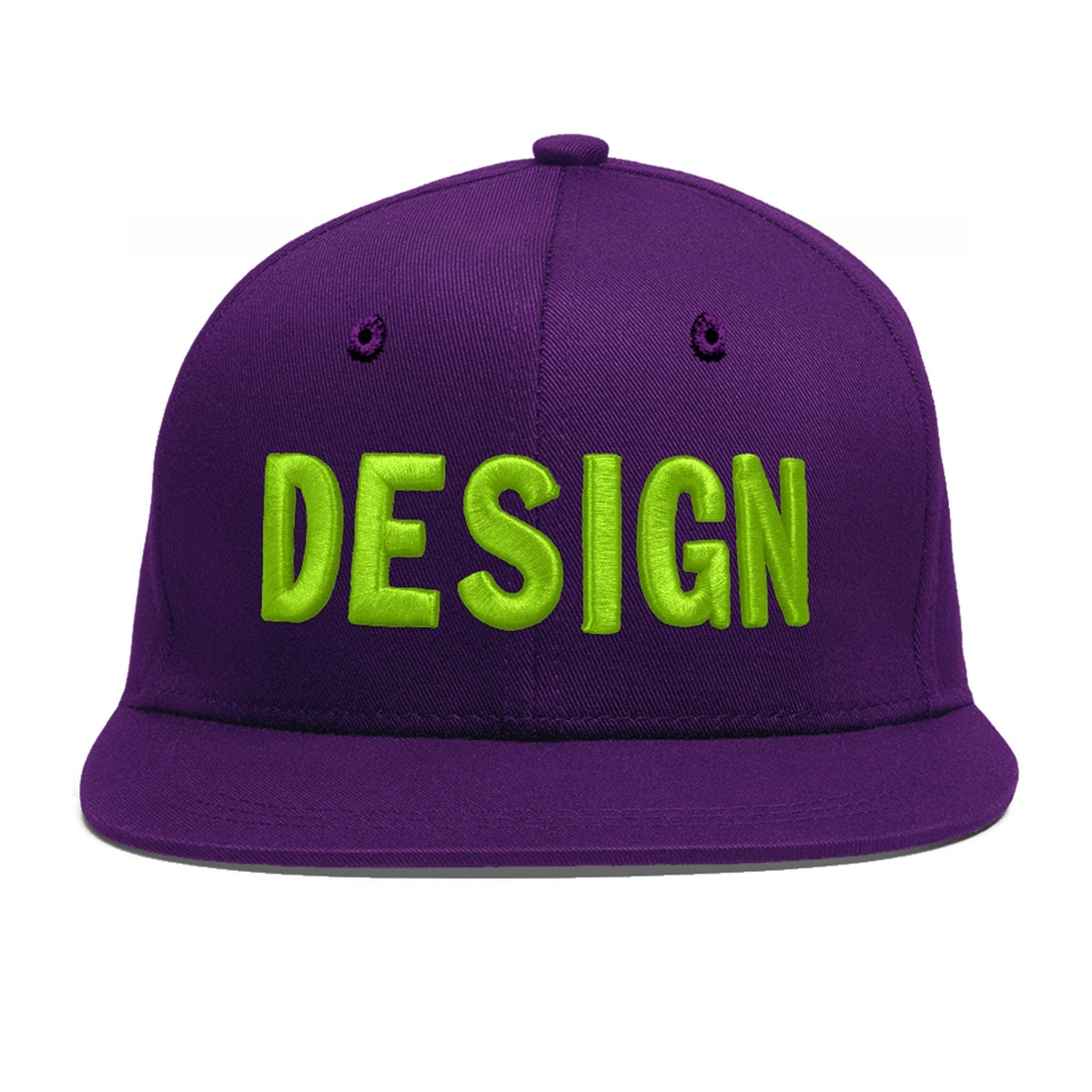 Custom Purple 3D Puff Embroidery Flat Embroidery Casual Sport Baseball Cap