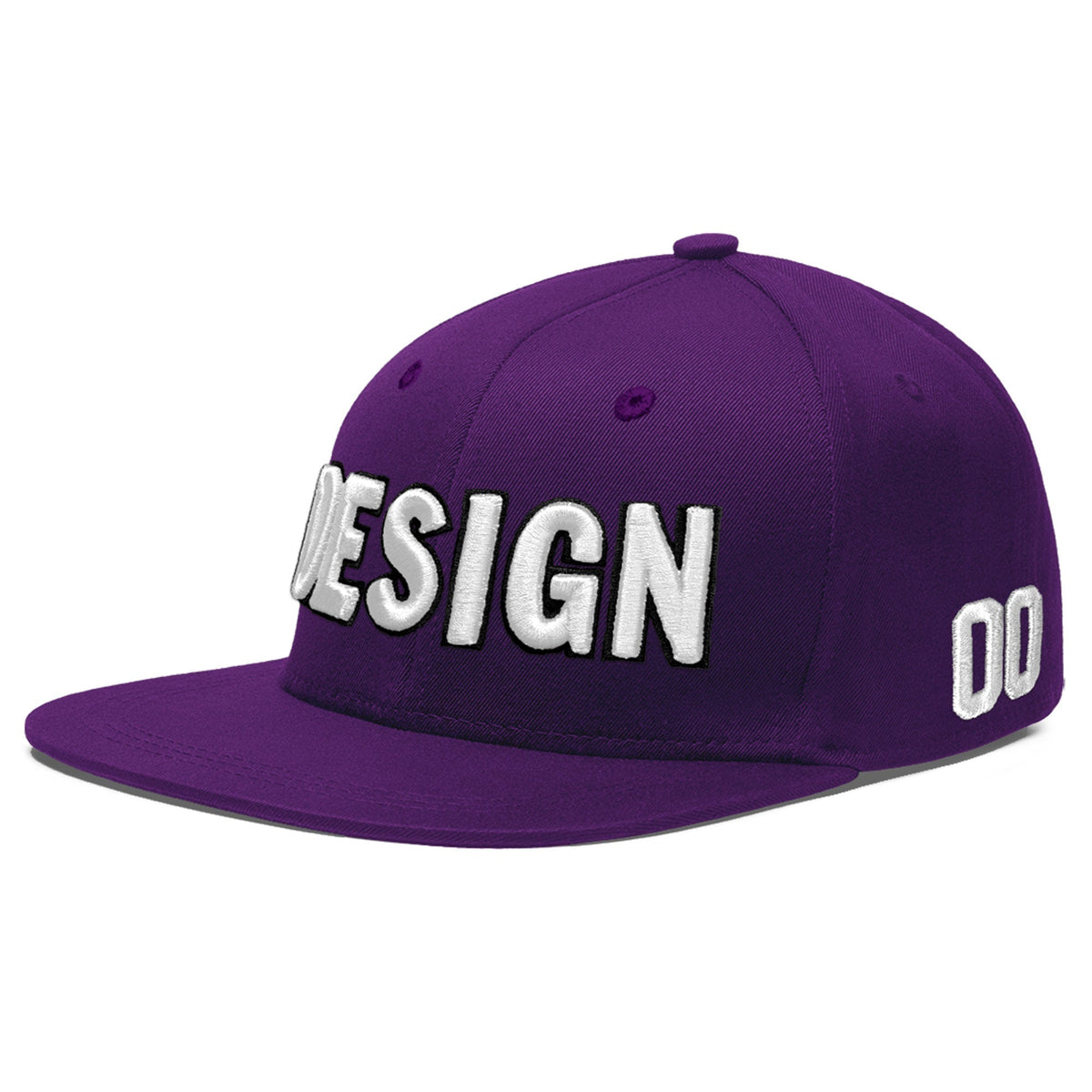 Custom Purple 3D Puff Embroidery Flat Embroidery Casual Sport Baseball Cap