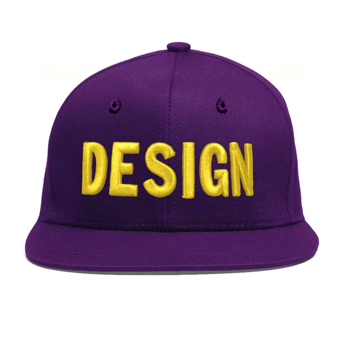 Custom Purple 3D Puff Embroidery Flat Embroidery Casual Sport Baseball Cap