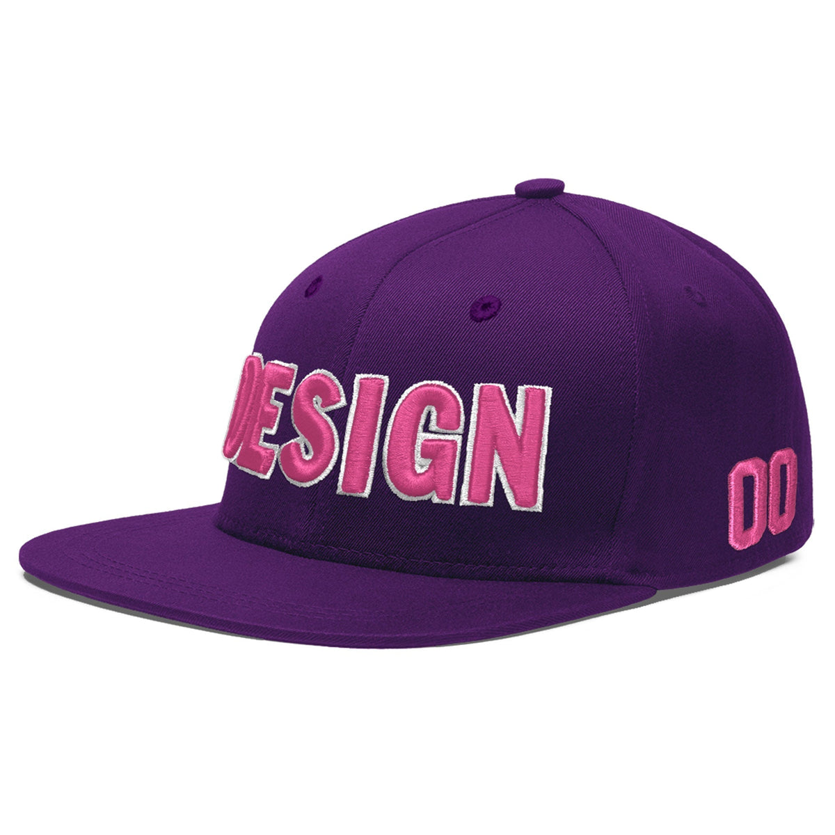 Custom Purple 3D Puff Embroidery Flat Embroidery Casual Sport Baseball Cap