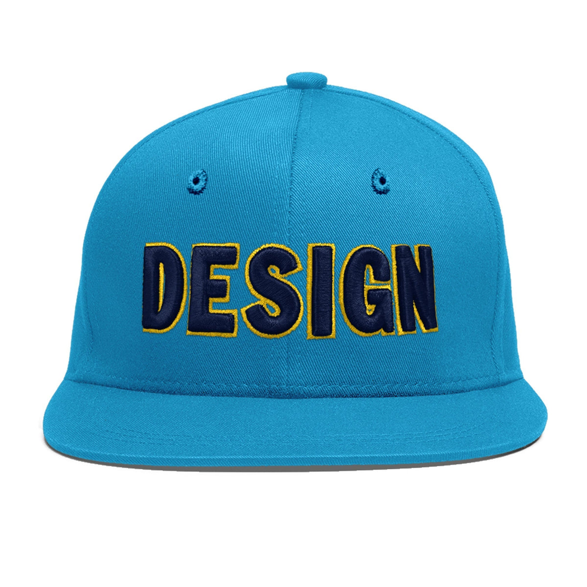 Custom Light Blue 3D Puff Embroidery Flat Embroidery Casual Sport Baseball Cap