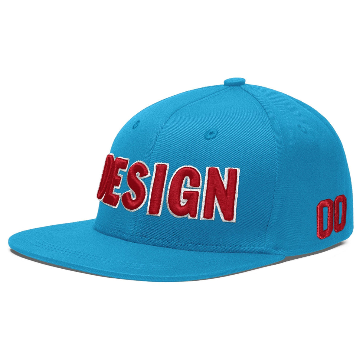 Custom Light Blue 3D Puff Embroidery Flat Embroidery Casual Sport Baseball Cap
