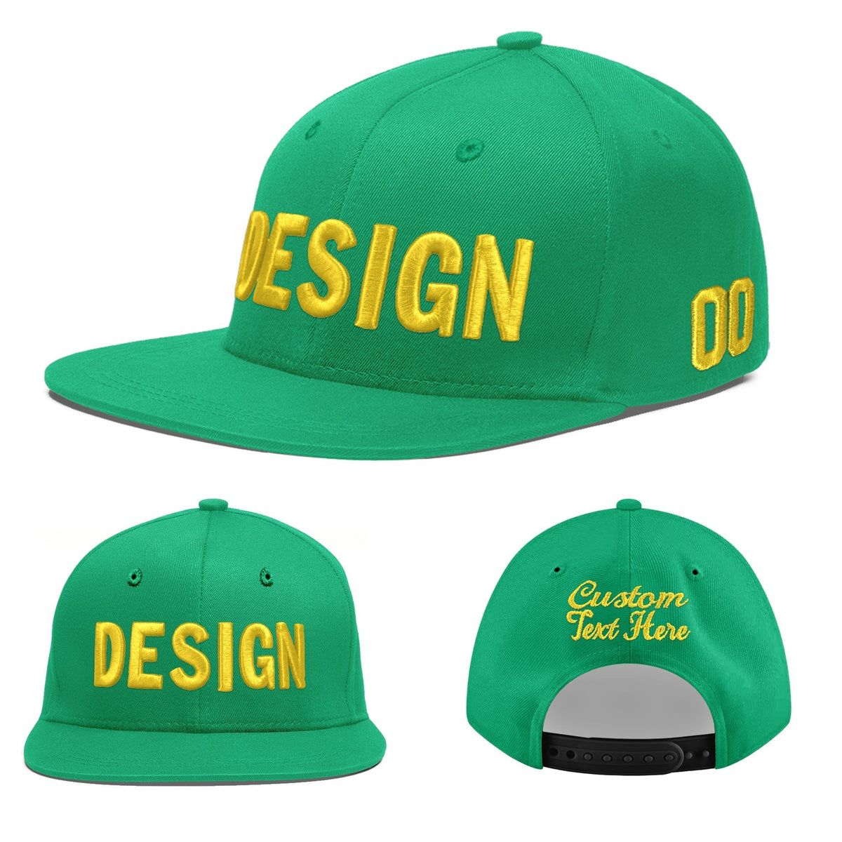Custom Aqua 3D Puff Embroidery Flat Embroidery Casual Sport Baseball Cap