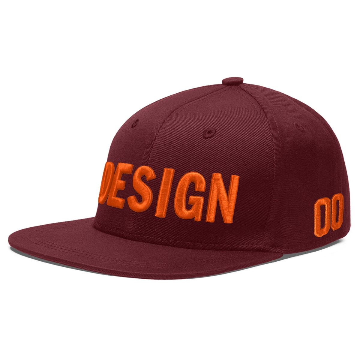 Custom Maroon 3D Puff Embroidery Flat Embroidery Casual Sport Baseball Cap