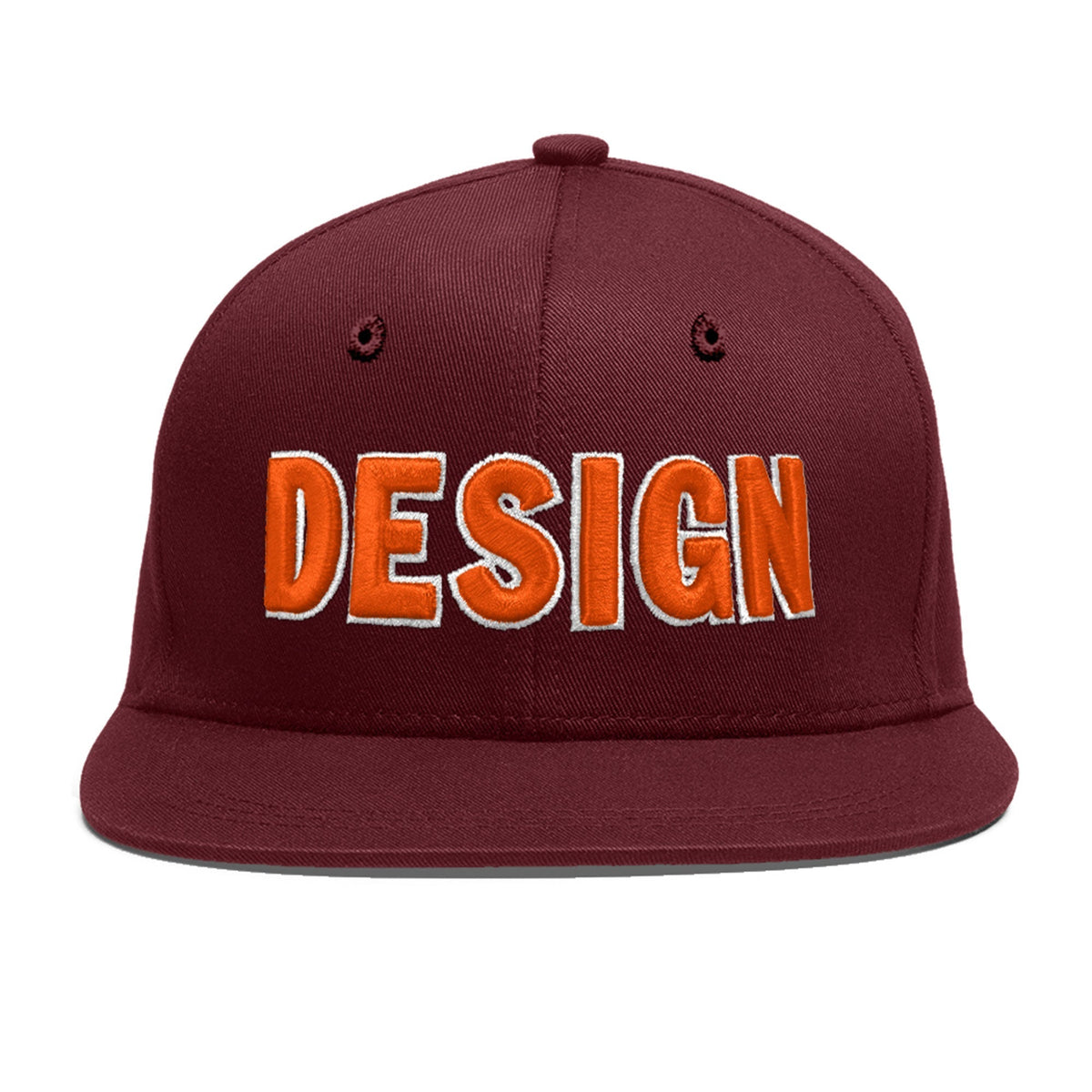 Custom Maroon 3D Puff Embroidery Flat Embroidery Casual Sport Baseball Cap