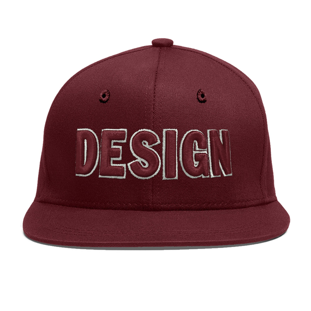 Custom Maroon 3D Puff Embroidery Flat Embroidery Casual Sport Baseball Cap