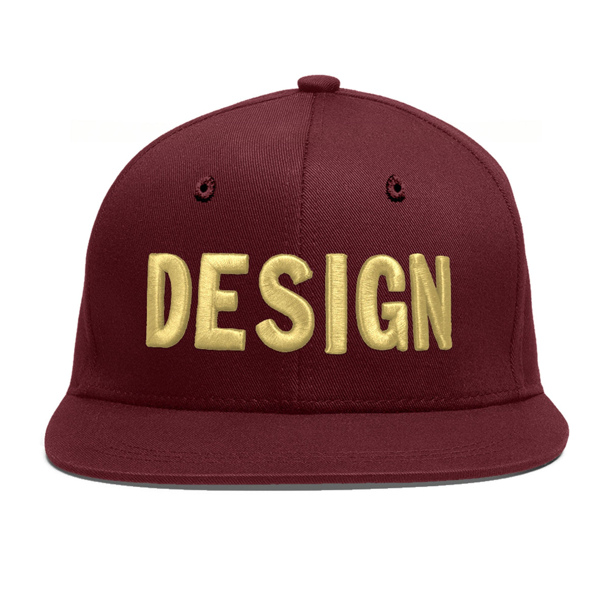 Custom Maroon 3D Puff Embroidery Flat Embroidery Casual Sport Baseball Cap