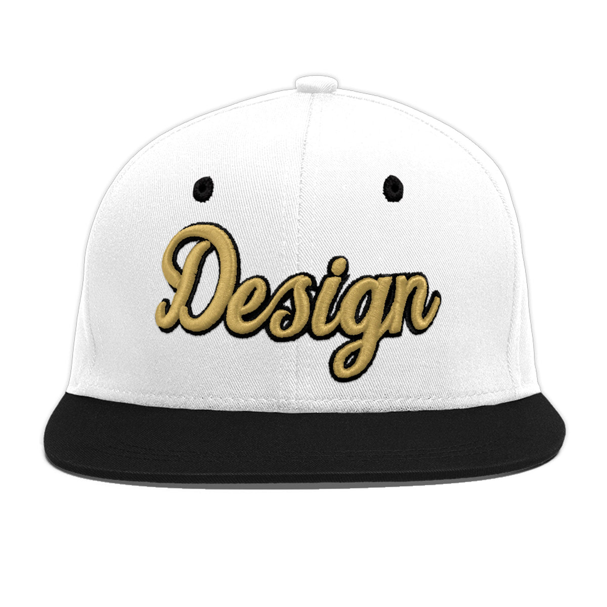 Custom White Black 3D Puff Embroidery Flat Embroidery Casual Sport Baseball Cap