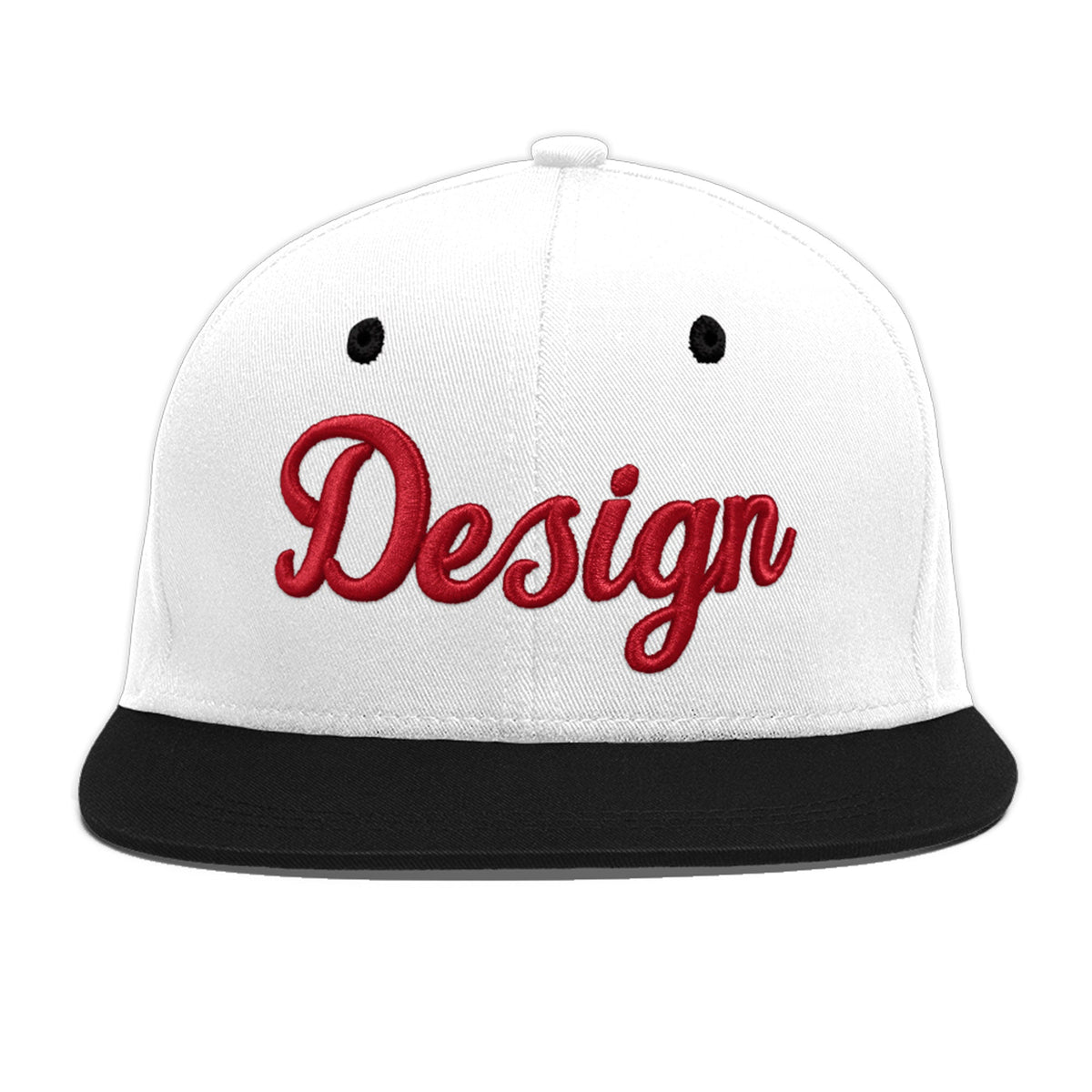 Custom White Black 3D Puff Embroidery Flat Embroidery Casual Sport Baseball Cap