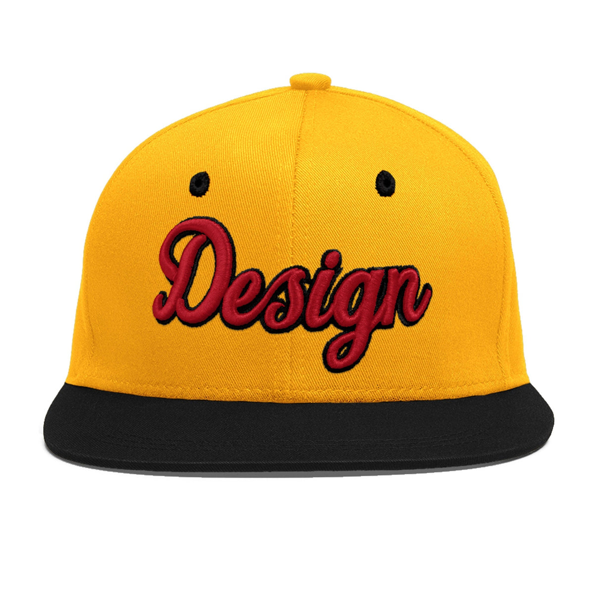 Custom Gold Black 8D Puff Embroidery Flat Embroidery Casual Sport Baseball Cap