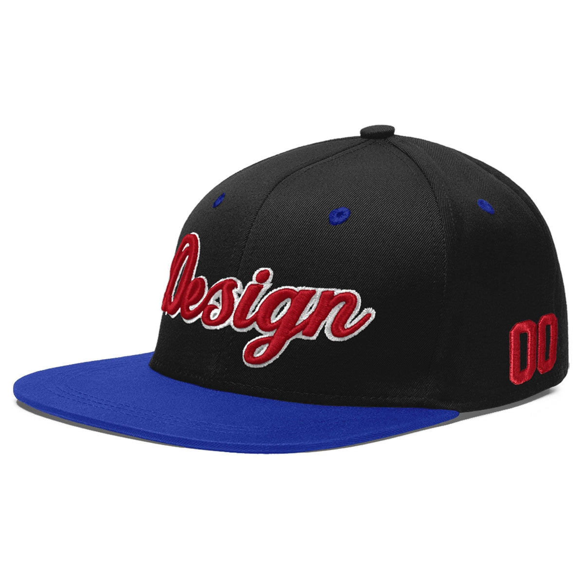 Custom Black Royal Blue 3D Puff Embroidery Flat Embroidery Casual Sport Baseball Cap