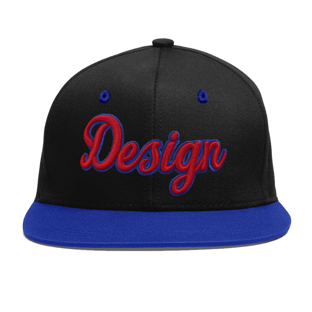 Custom Black Royal Blue 3D Puff Embroidery Flat Embroidery Casual Sport Baseball Cap