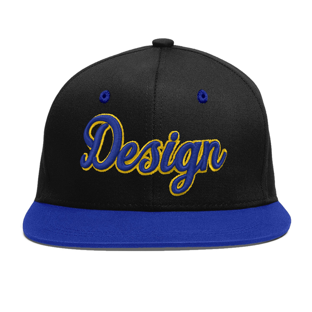 Custom Black Royal Blue 3D Puff Embroidery Flat Embroidery Casual Sport Baseball Cap