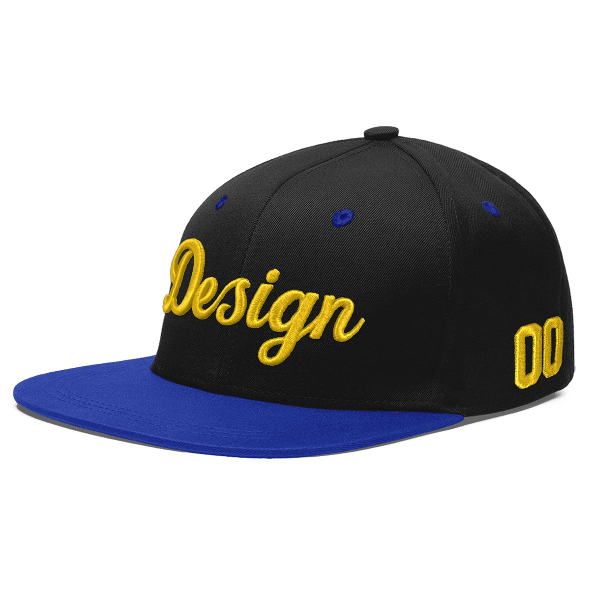 Custom Black Royal Blue 3D Puff Embroidery Flat Embroidery Casual Sport Baseball Cap