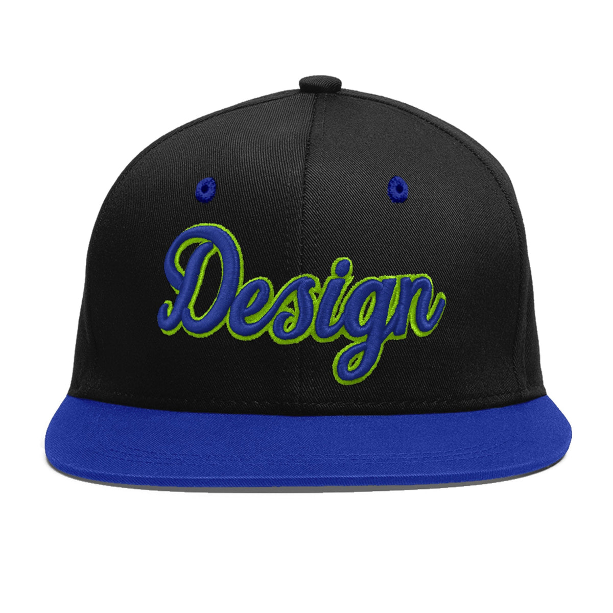 Custom Black Royal Blue 3D Puff Embroidery Flat Embroidery Casual Sport Baseball Cap