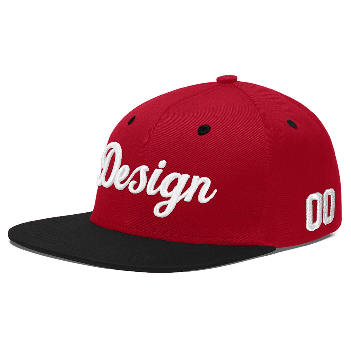 Custom Red Black 3D Puff Embroidery Flat Embroidery Casual Sport Baseball Cap