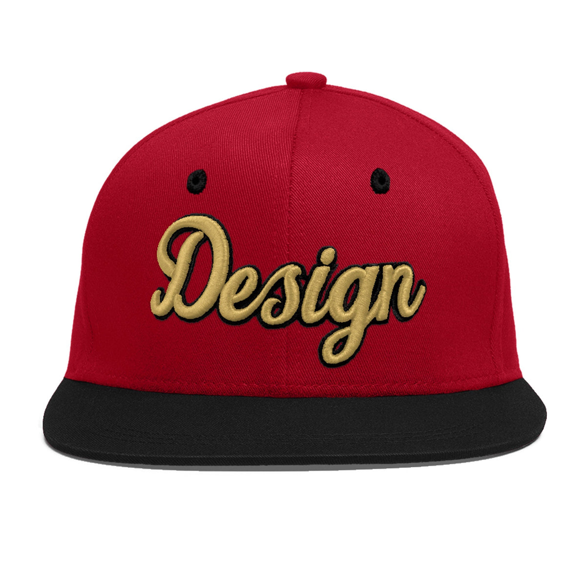 Custom Red Black 3D Puff Embroidery Flat Embroidery Casual Sport Baseball Cap