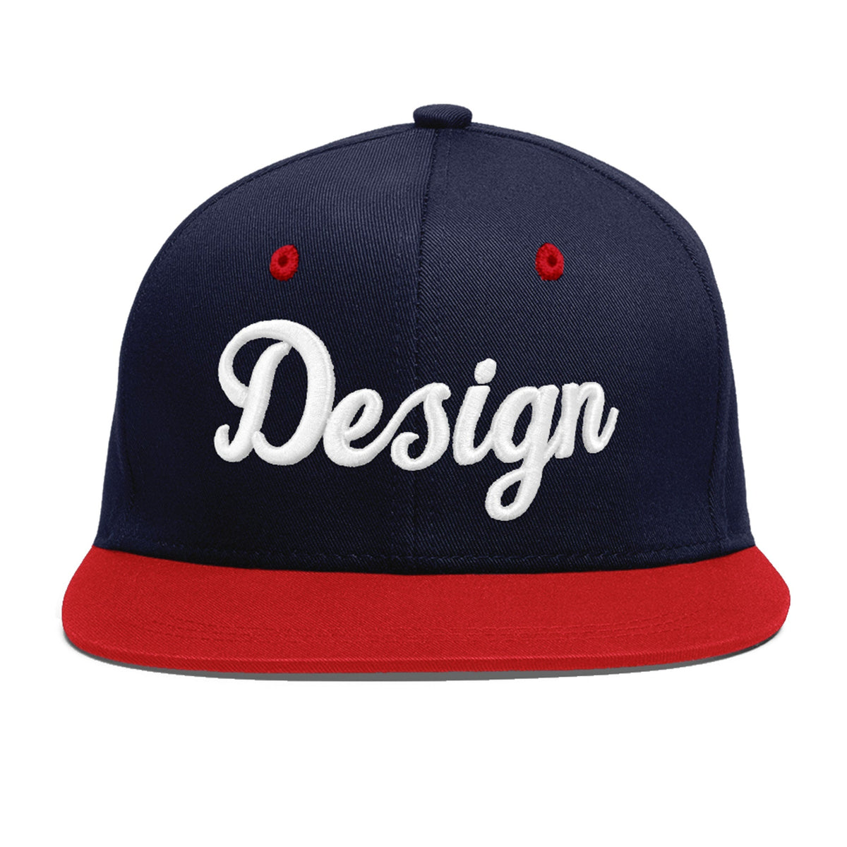 Custom Navy Red 3D Puff Embroidery Flat Embroidery Casual Sport Baseball Cap