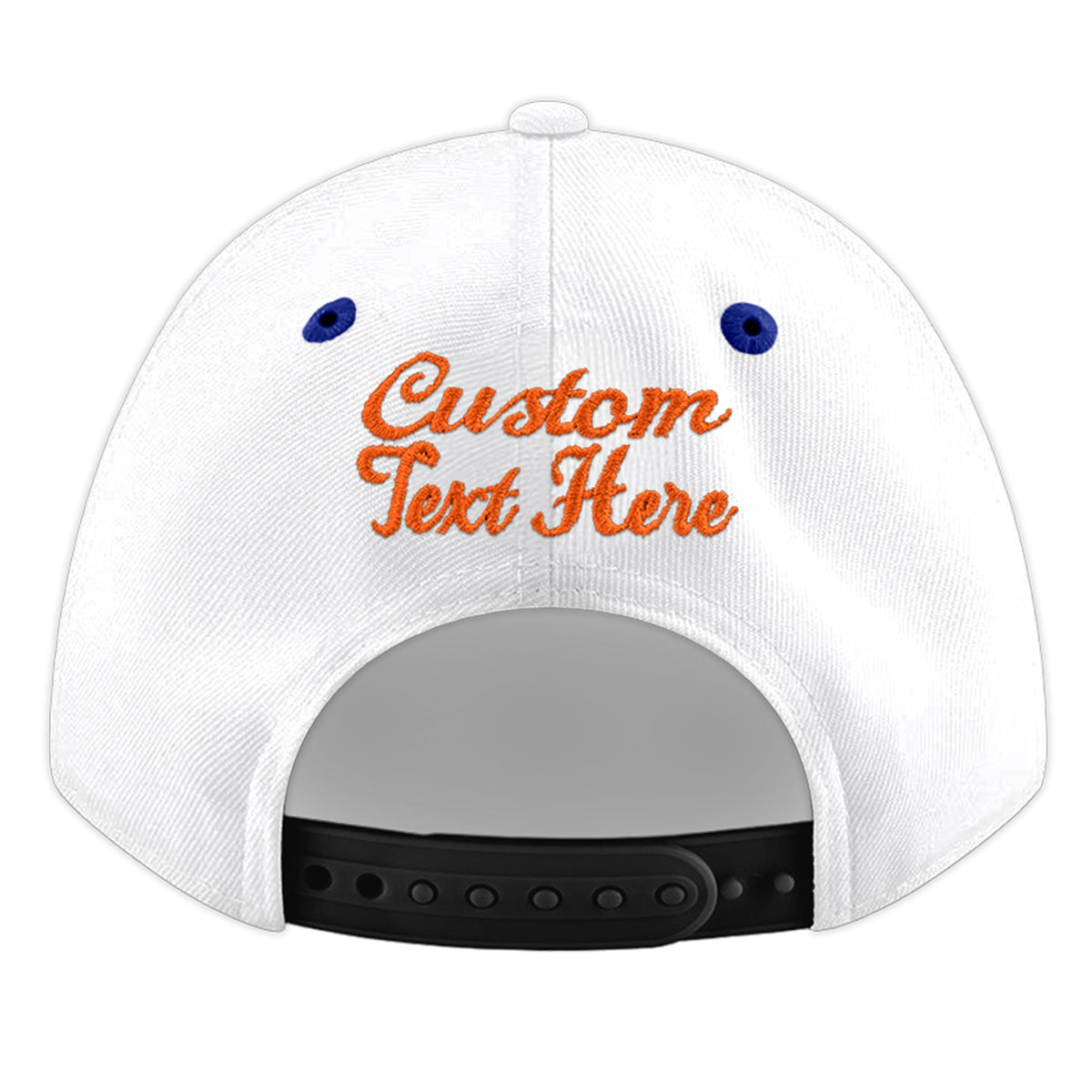Custom White Royal Blue 199D Puff Embroidery Flat Embroidery Casual Sport Baseball Cap