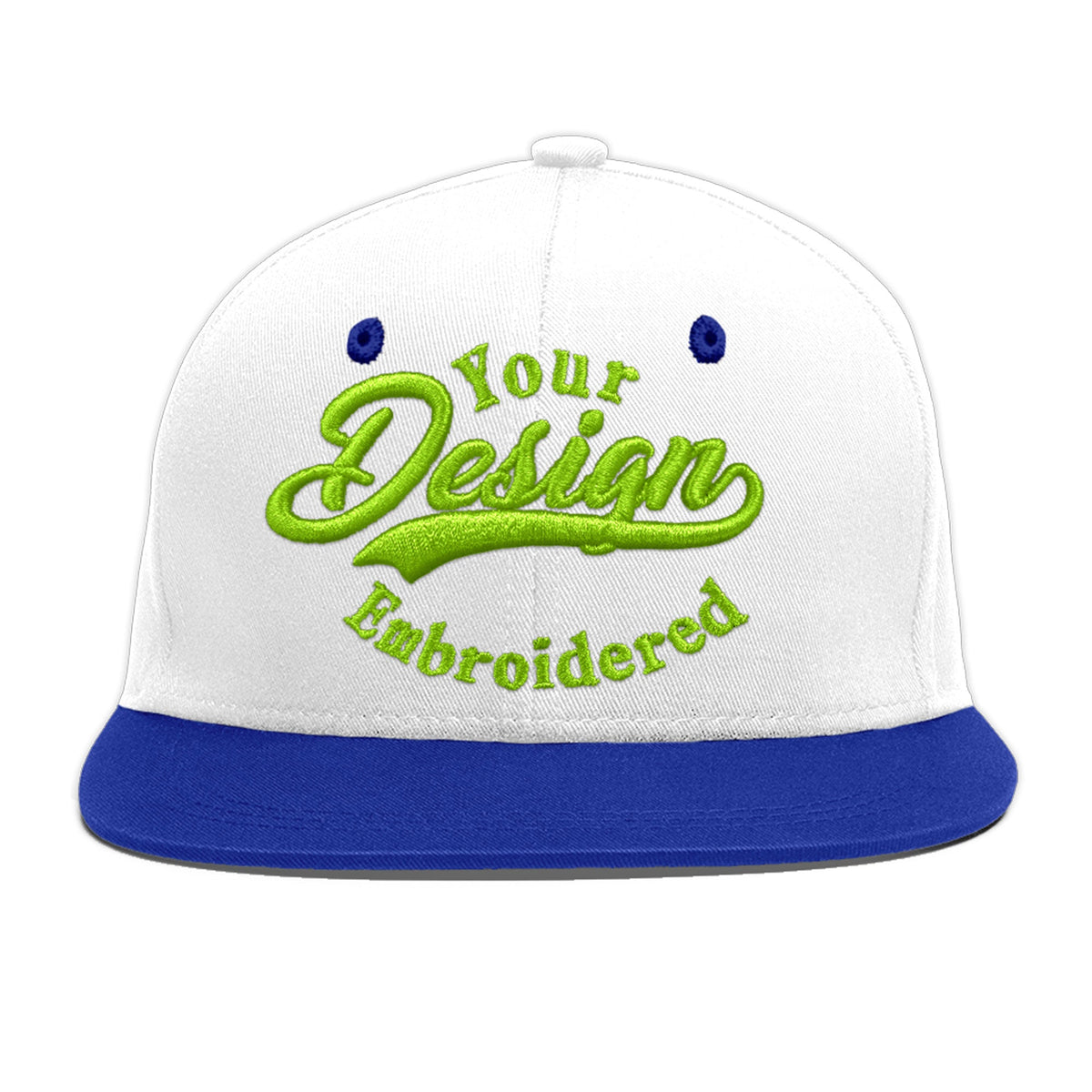 Custom White Royal Blue 168D Puff Embroidery Flat Embroidery Casual Sport Baseball Cap