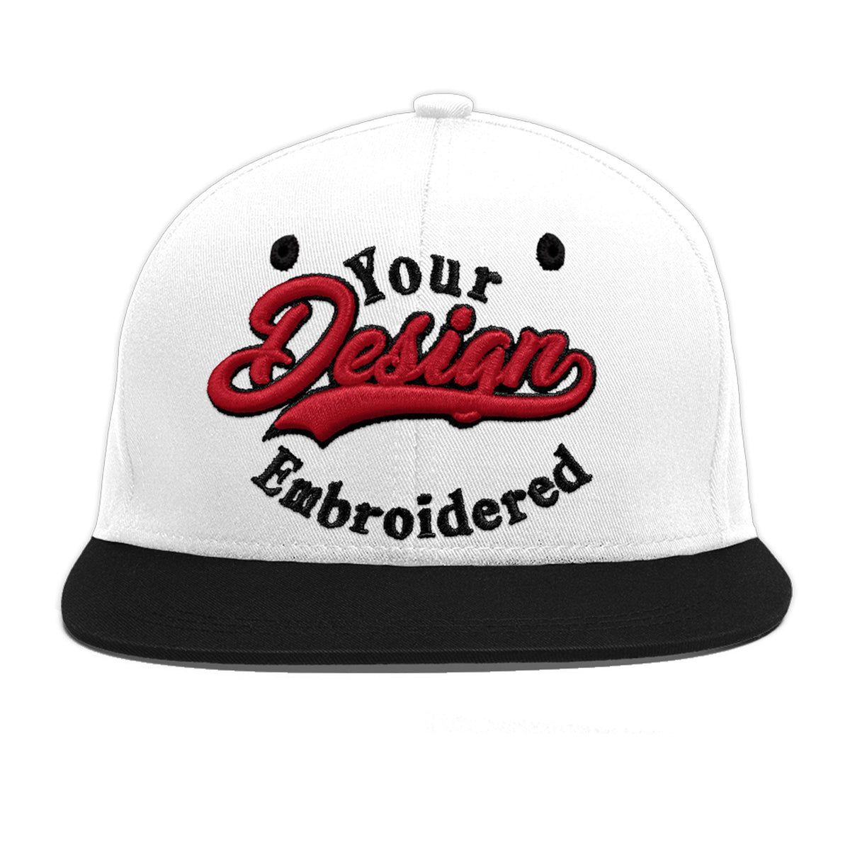 Custom White Black 3D Puff Embroidery Flat Embroidery Casual Sport Baseball Cap