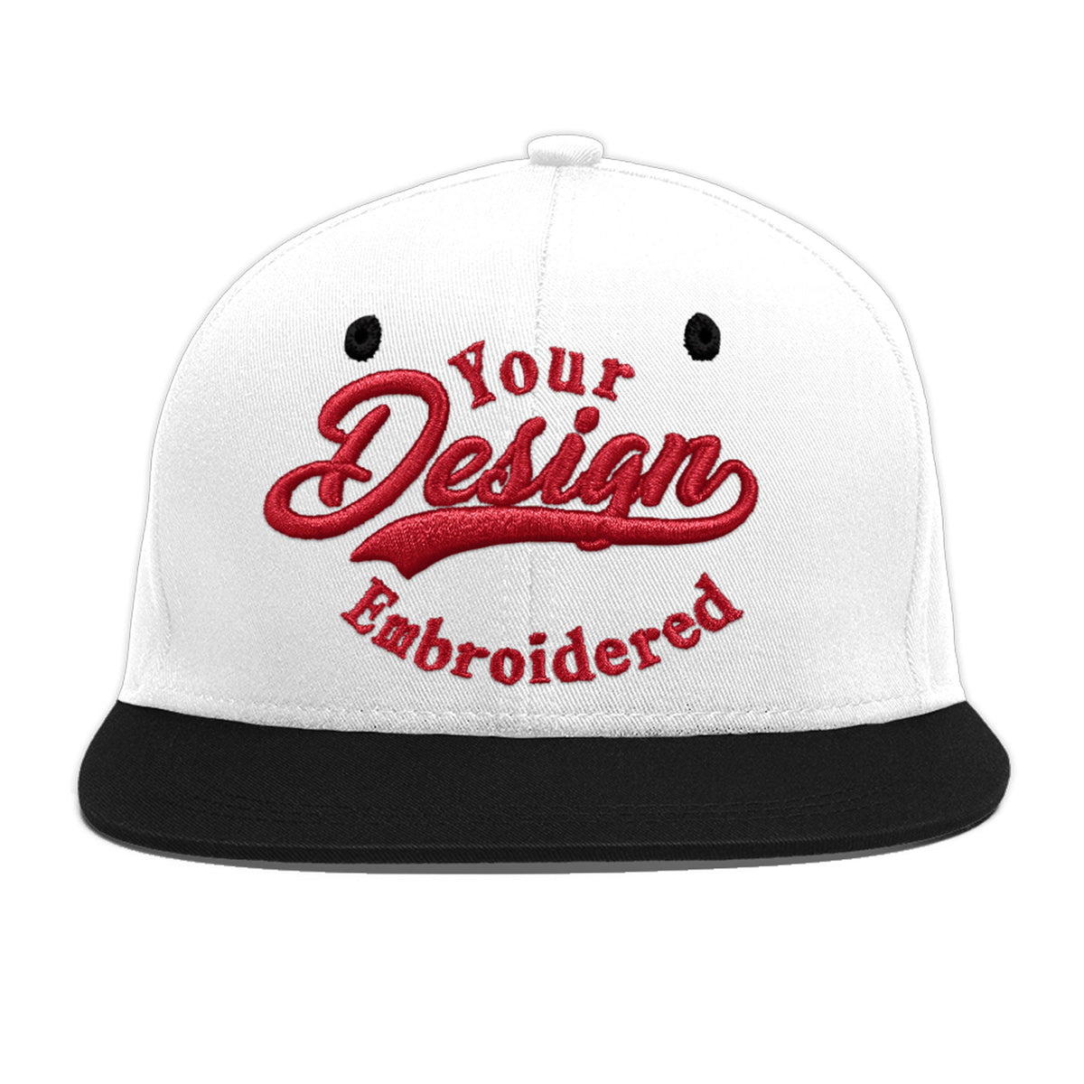 Custom White Black 3D Puff Embroidery Flat Embroidery Casual Sport Baseball Cap