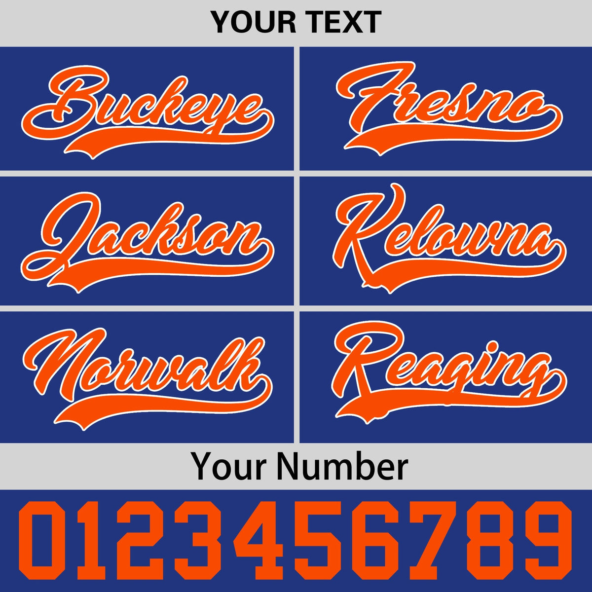 Custom Royal Blue Orange 3D Puff Embroidery Flat Embroidery Casual Sport Baseball Cap