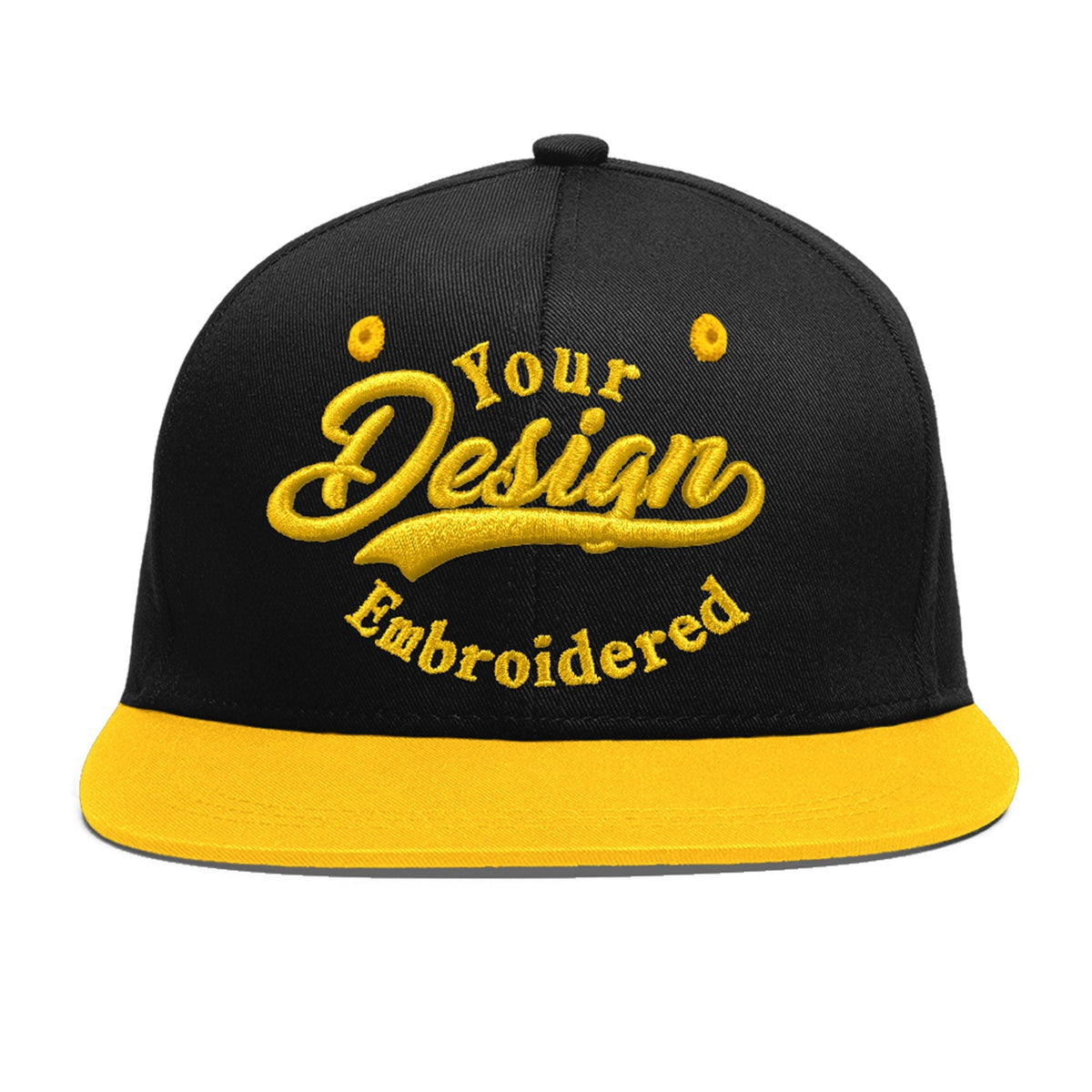 Custom Black Gold 3D Puff Embroidery Flat Embroidery Casual Sport Baseball Cap