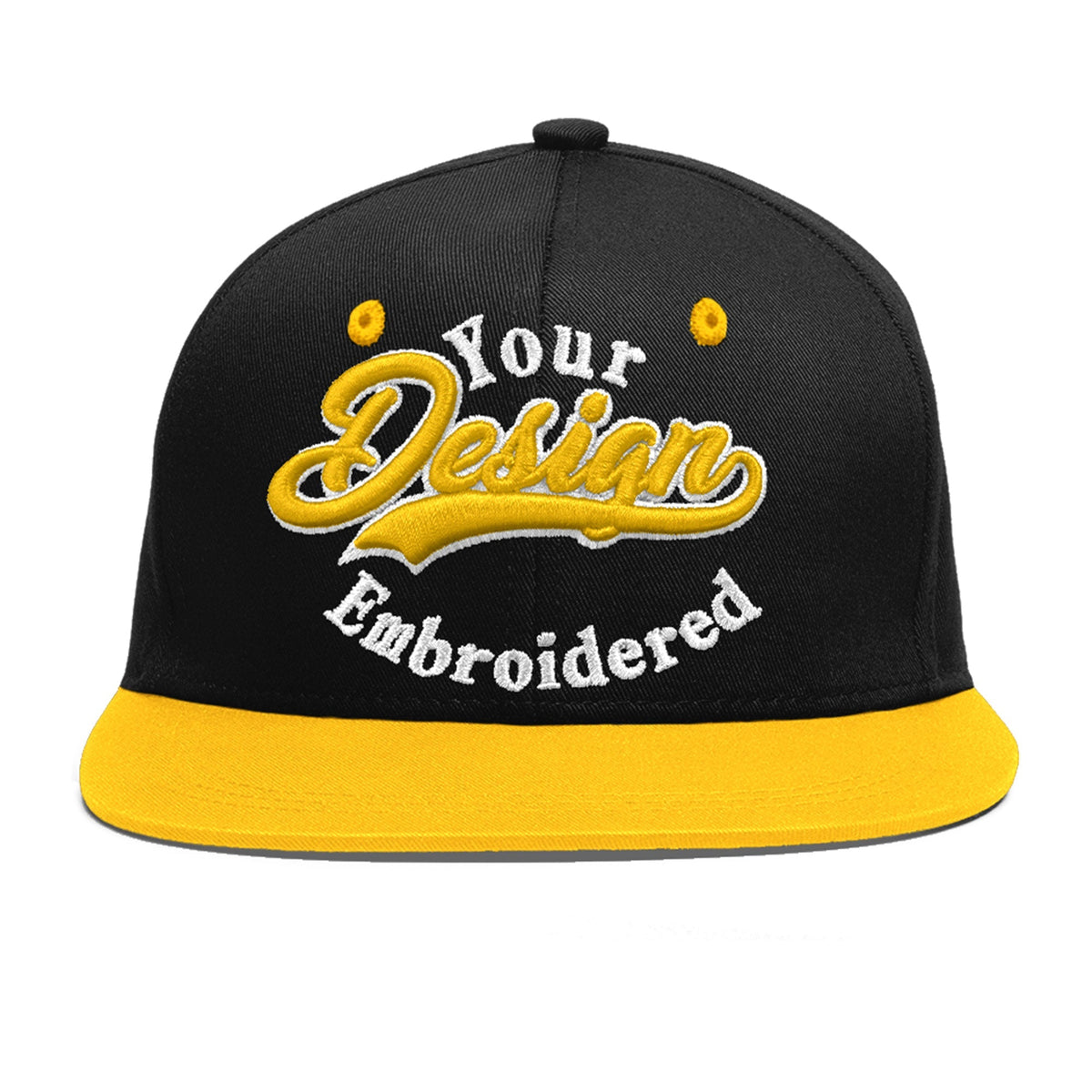 Custom Black Gold 3D Puff Embroidery Flat Embroidery Casual Sport Baseball Cap