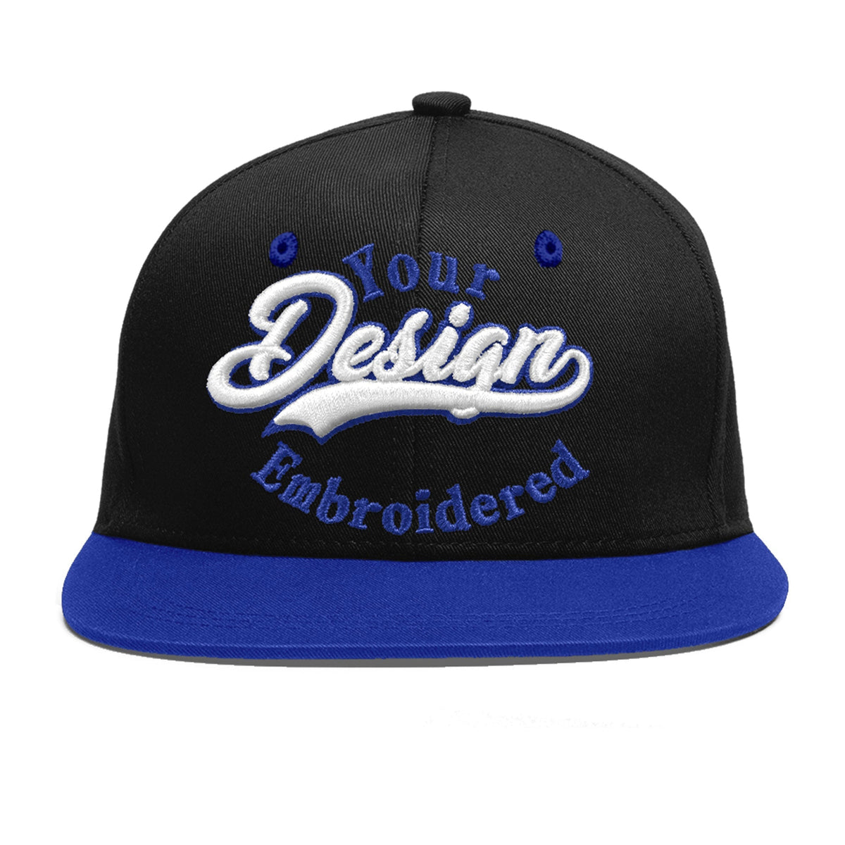Custom Black Royal Blue 3D Puff Embroidery Flat Embroidery Casual Sport Baseball Cap