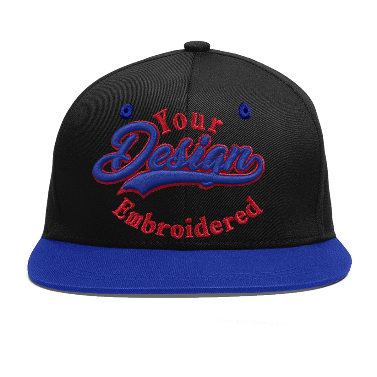 Custom Black Royal Blue 3D Puff Embroidery Flat Embroidery Casual Sport Baseball Cap