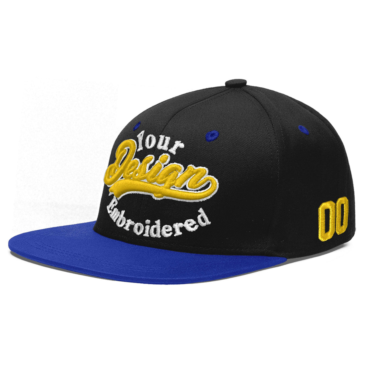 Custom Black Royal Blue 3D Puff Embroidery Flat Embroidery Casual Sport Baseball Cap
