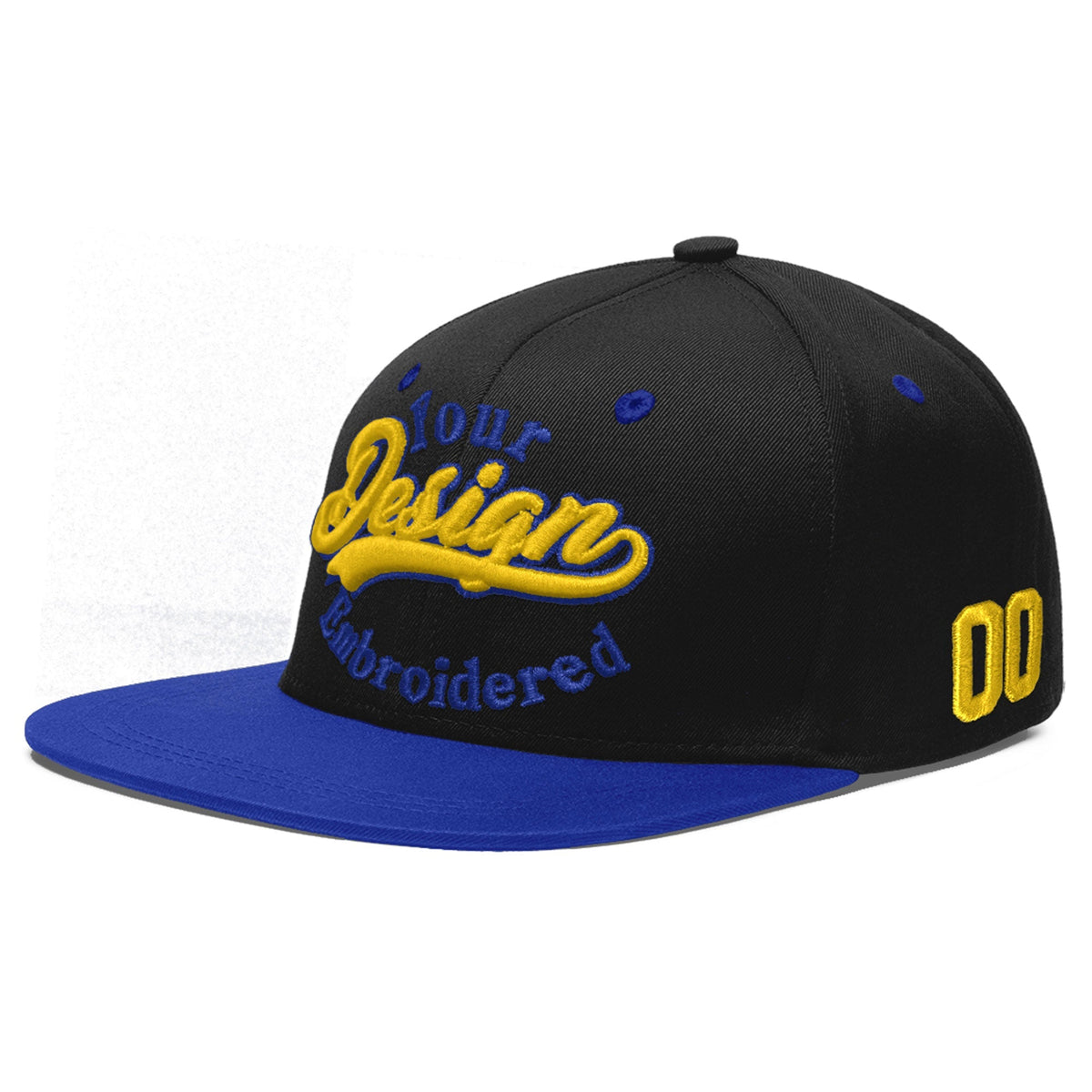 Custom Black Royal Blue 3D Puff Embroidery Flat Embroidery Casual Sport Baseball Cap