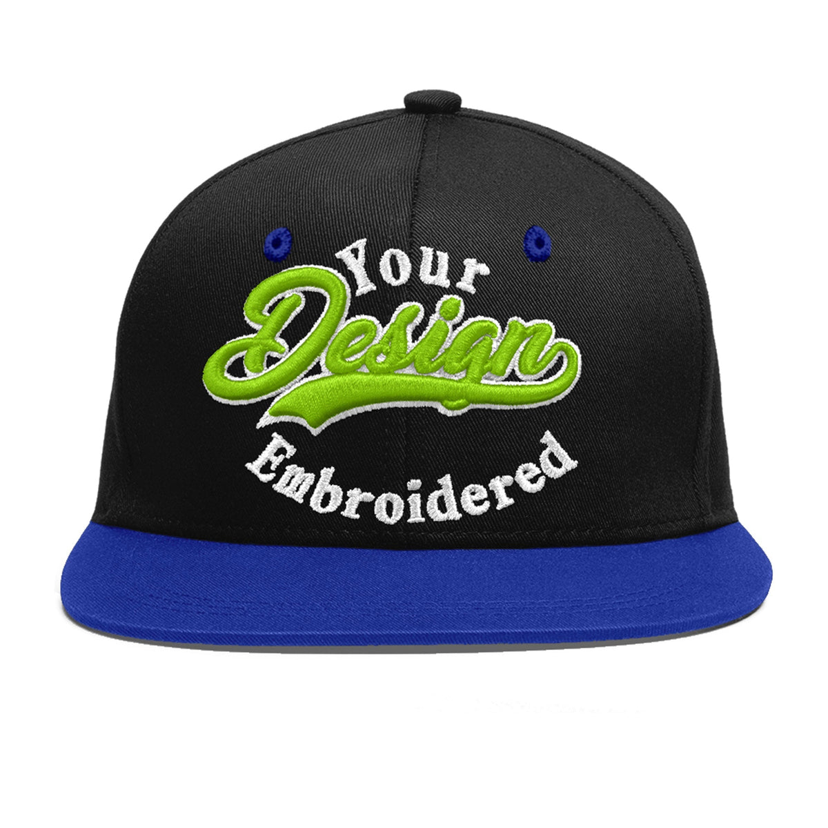 Custom Black Royal Blue 3D Puff Embroidery Flat Embroidery Casual Sport Baseball Cap