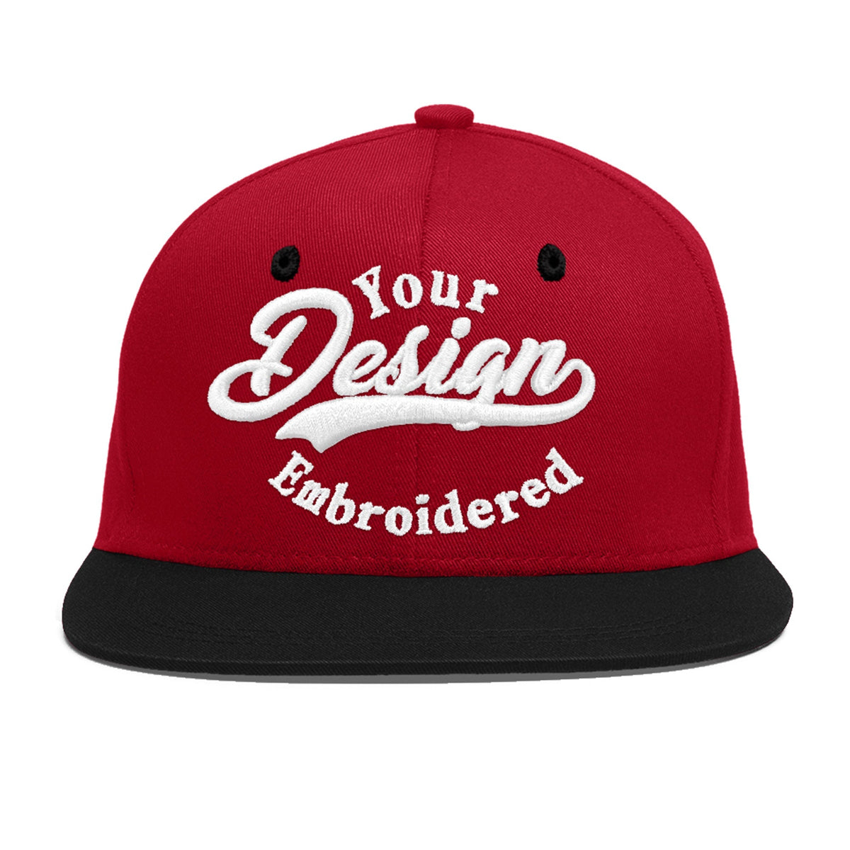 Custom Red Black 3D Puff Embroidery Flat Embroidery Casual Sport Baseball Cap