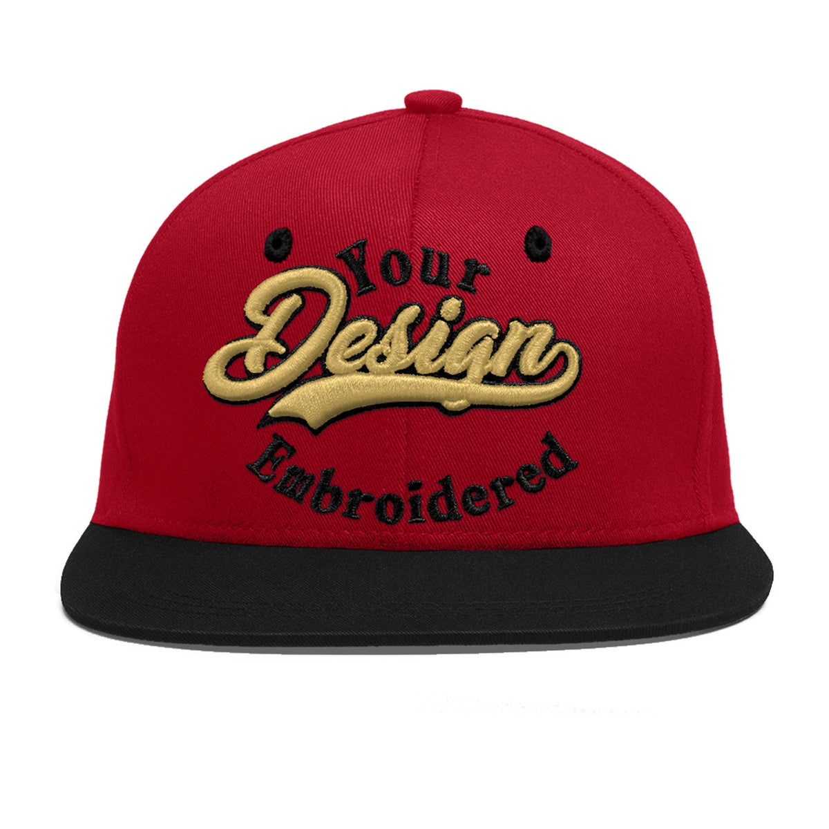 Custom Red Black 3D Puff Embroidery Flat Embroidery Casual Sport Baseball Cap