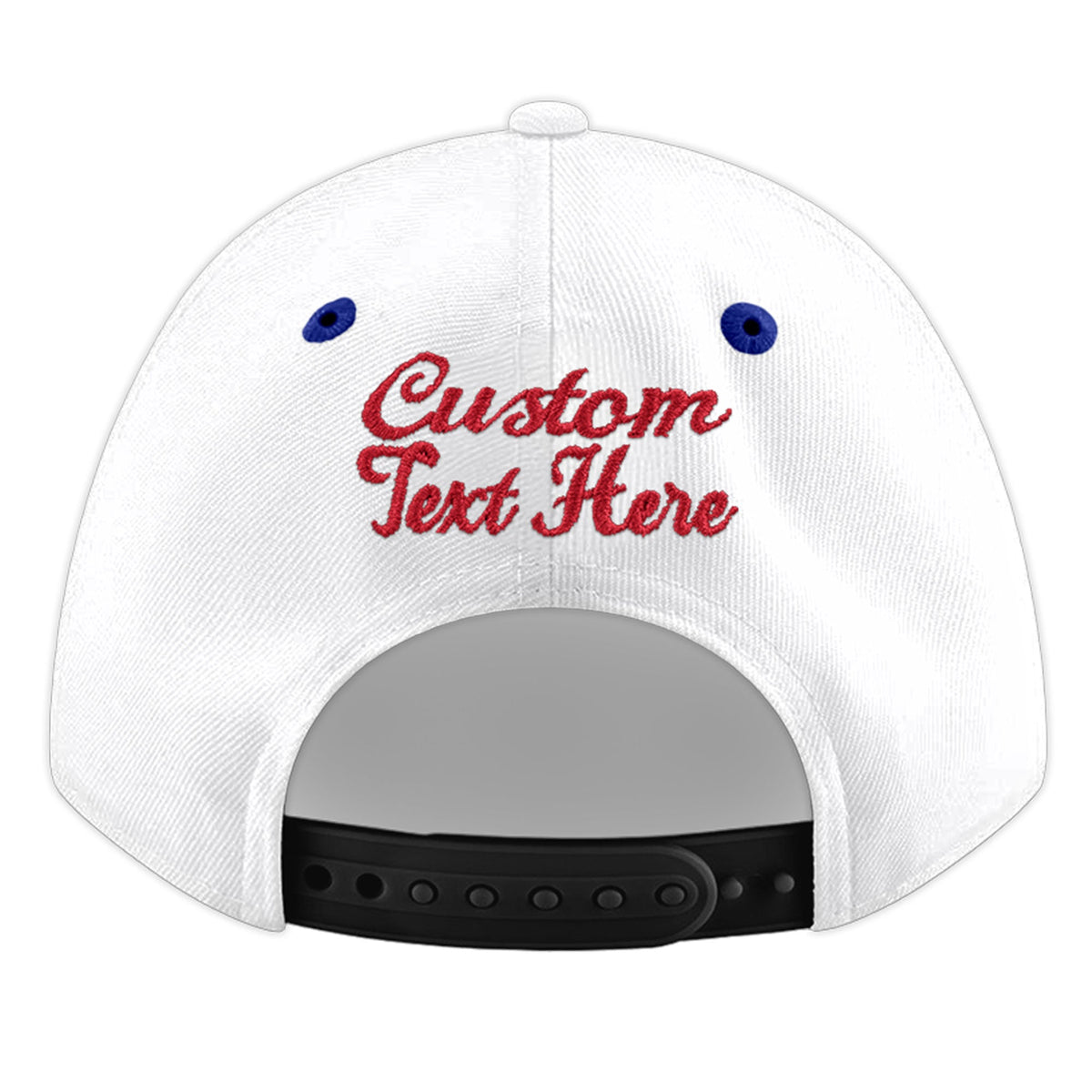 Custom White Royal Blue 135D Puff Embroidery Flat Embroidery Casual Sport Baseball Cap