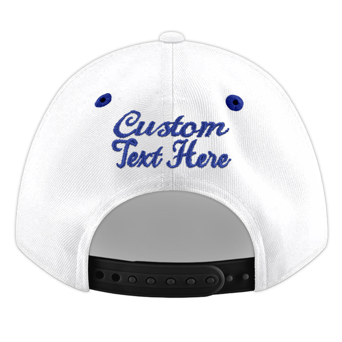 Custom White Royal Blue 159D Puff Embroidery Flat Embroidery Casual Sport Baseball Cap