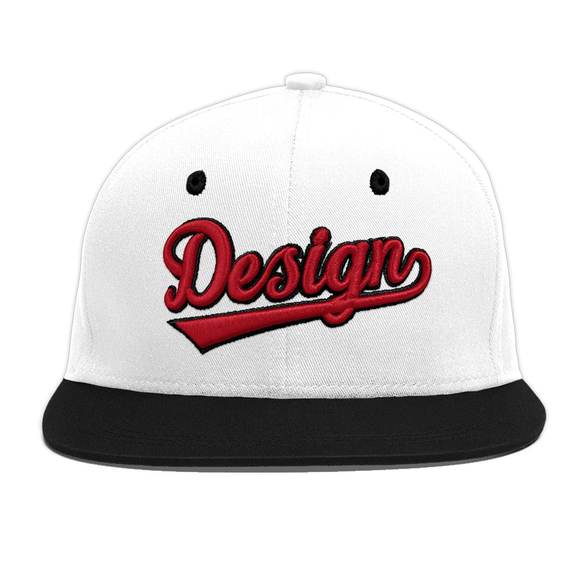 Custom White Black 3D Puff Embroidery Flat Embroidery Casual Sport Baseball Cap