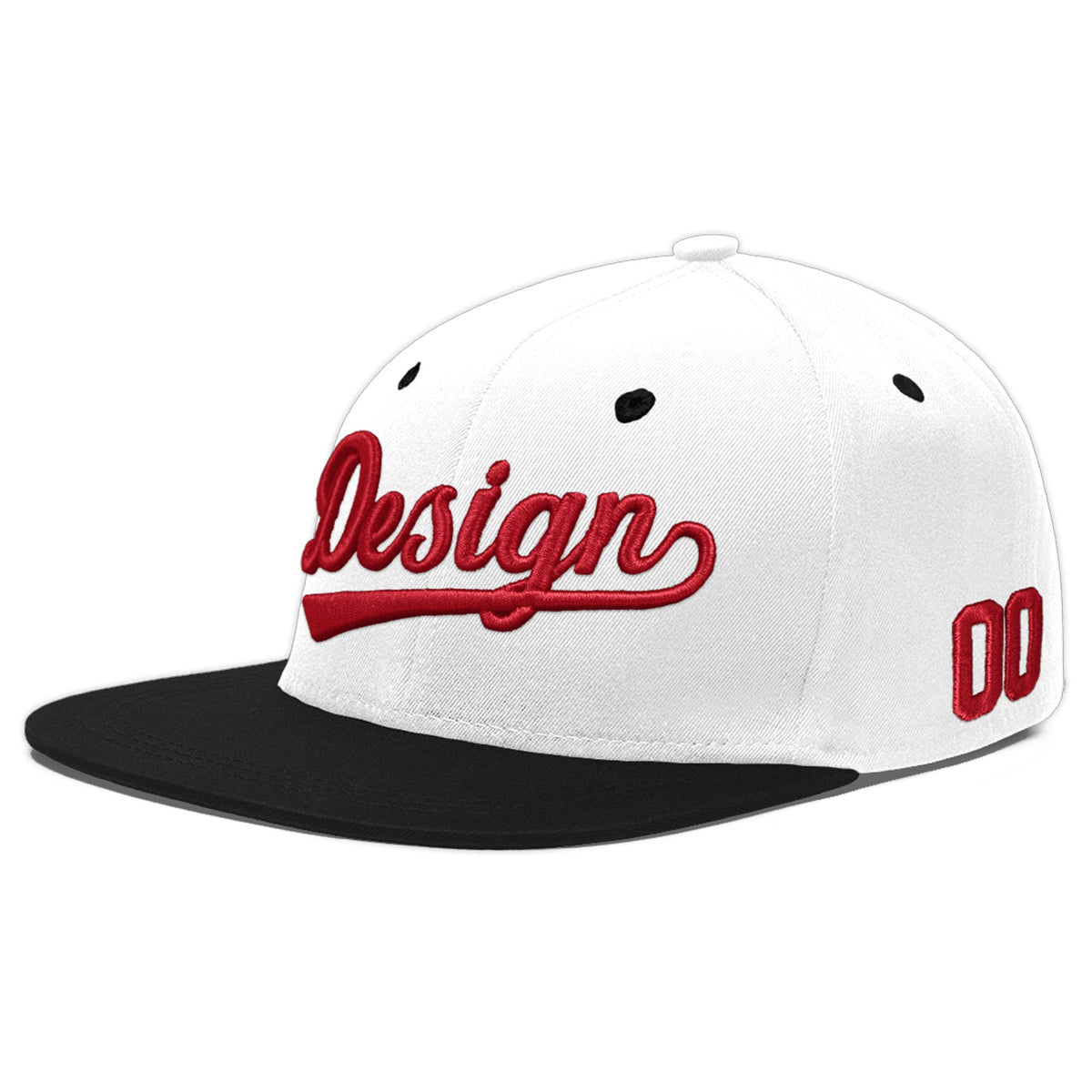 Custom White Black 3D Puff Embroidery Flat Embroidery Casual Sport Baseball Cap