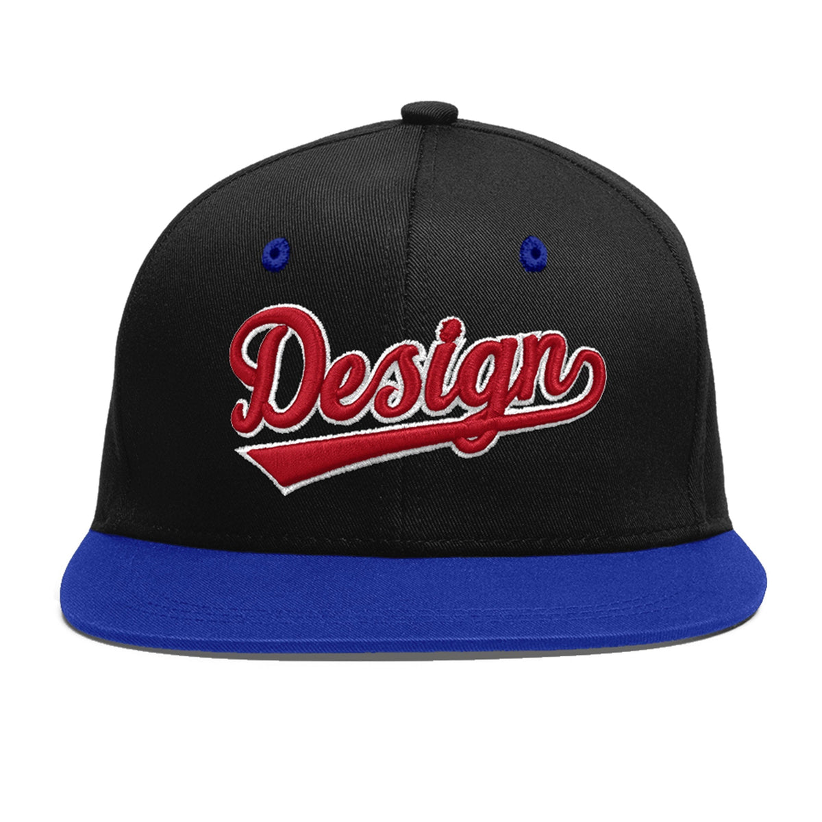 Custom Black Royal Blue 3D Puff Embroidery Flat Embroidery Casual Sport Baseball Cap