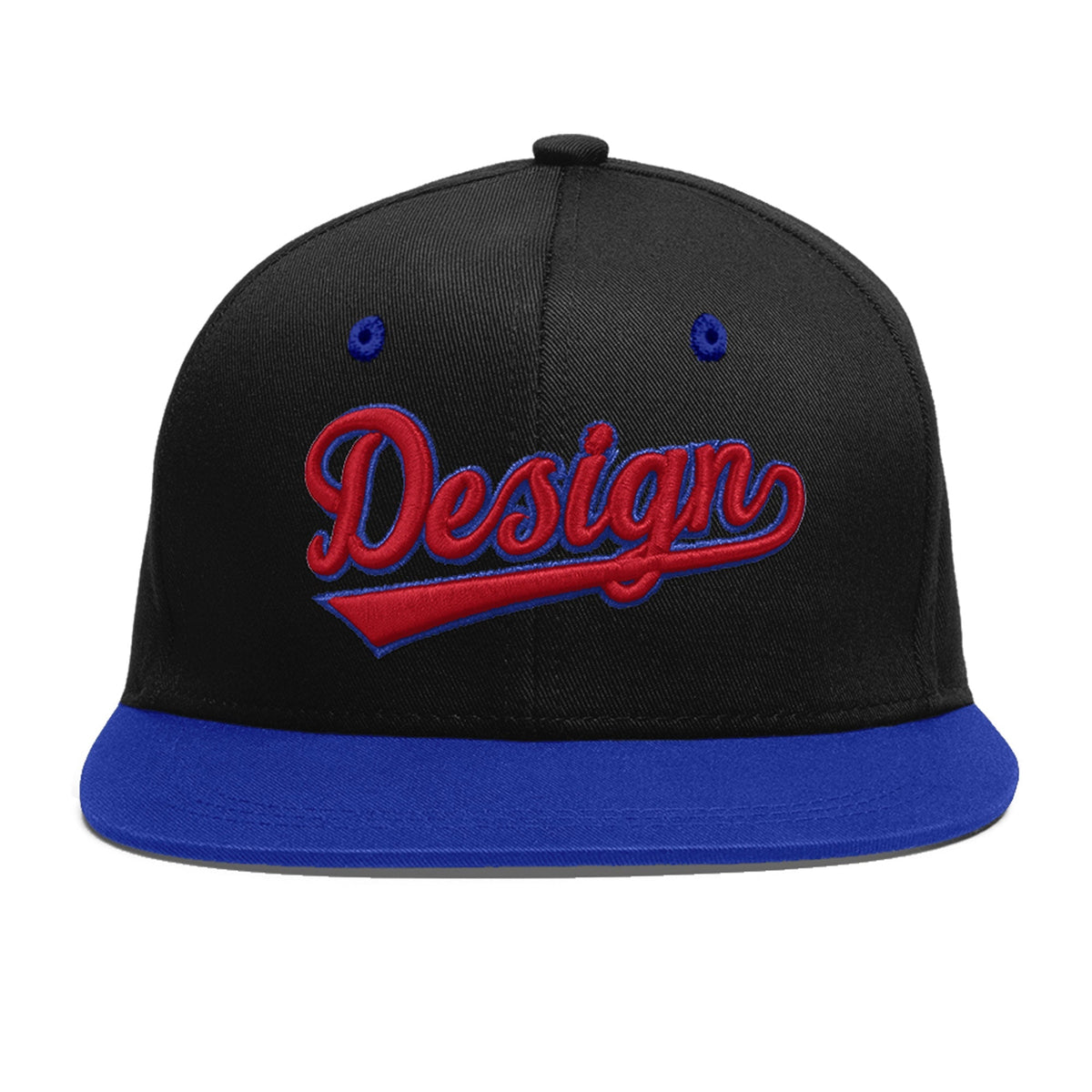 Custom Black Royal Blue 3D Puff Embroidery Flat Embroidery Casual Sport Baseball Cap