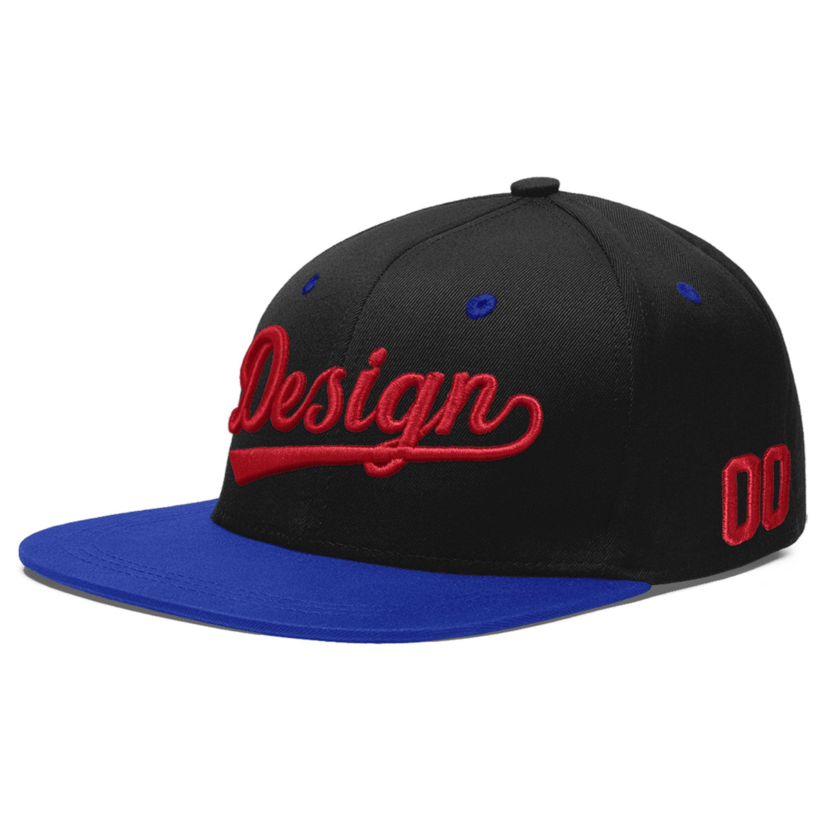 Custom Black Royal Blue 3D Puff Embroidery Flat Embroidery Casual Sport Baseball Cap