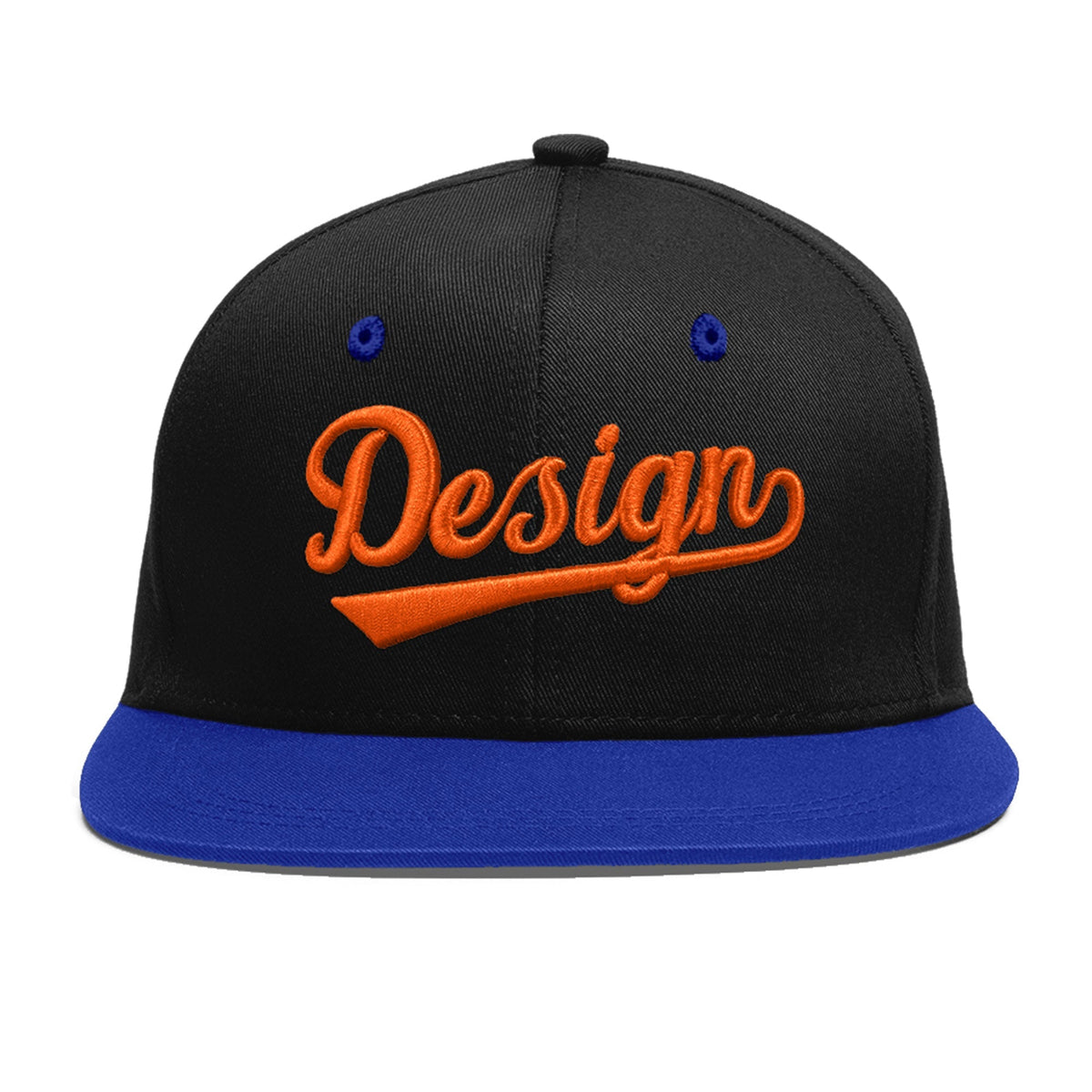 Custom Black Royal Blue 3D Puff Embroidery Flat Embroidery Casual Sport Baseball Cap