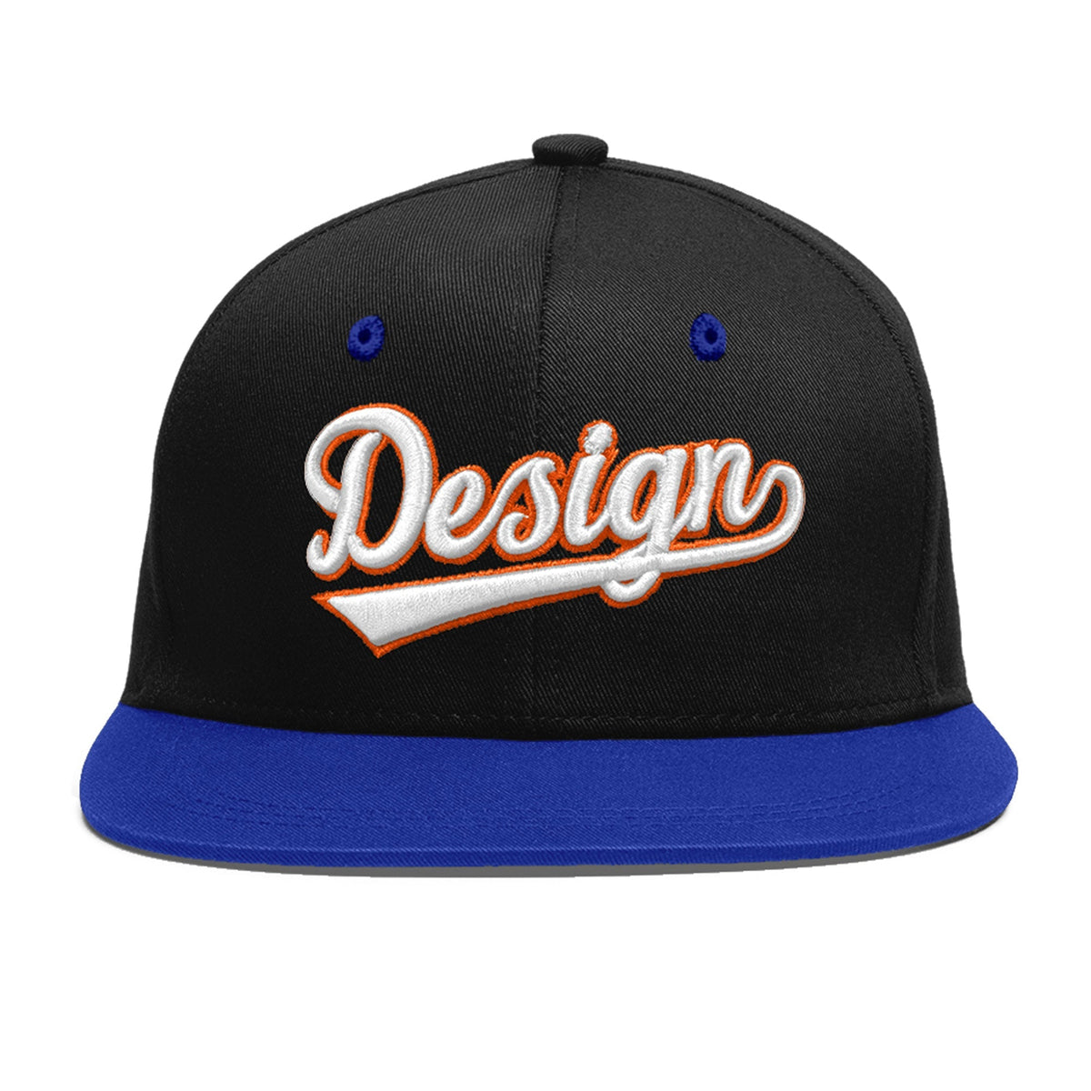 Custom Black Royal Blue 3D Puff Embroidery Flat Embroidery Casual Sport Baseball Cap