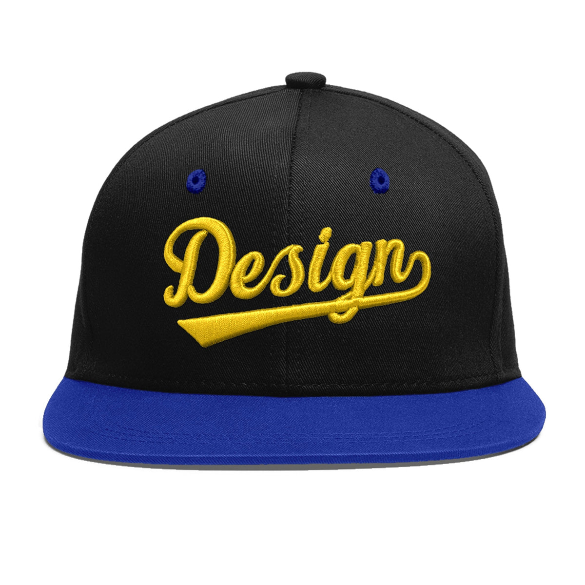 Custom Black Royal Blue 3D Puff Embroidery Flat Embroidery Casual Sport Baseball Cap