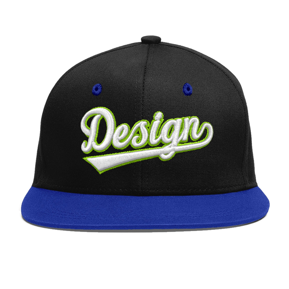 Custom Black Royal Blue 3D Puff Embroidery Flat Embroidery Casual Sport Baseball Cap
