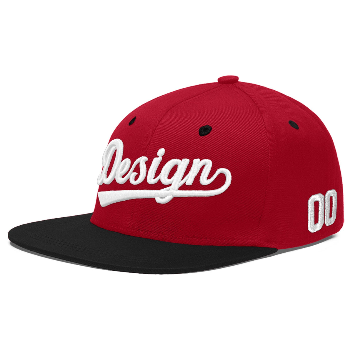 Custom Red Black 3D Puff Embroidery Flat Embroidery Casual Sport Baseball Cap